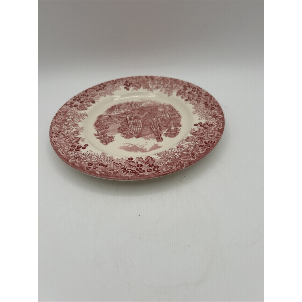 Wedgwood Huddington Court Plate 8" Pink Toile Queens Ware Romantic England Decor - Picture 5 of 6